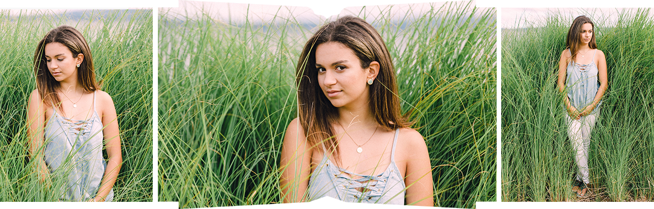 Senior portraits in the long, beach grass of Northern Michigan