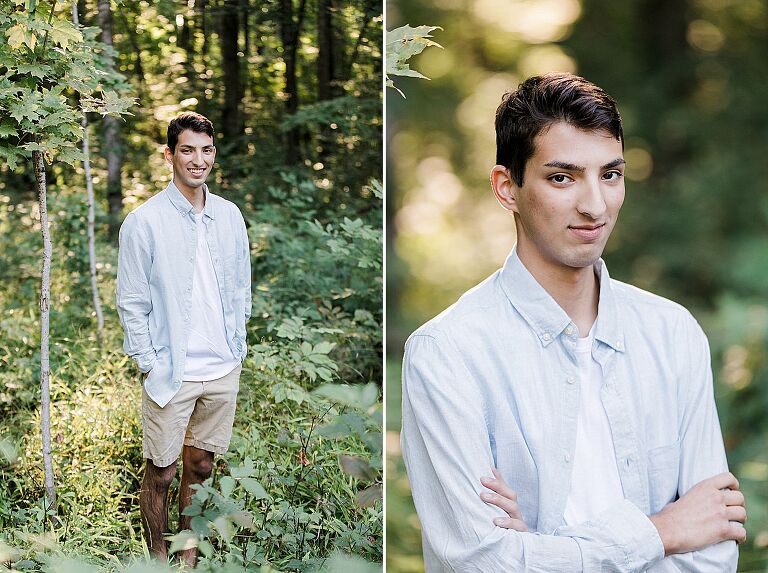 High school senior posing in the woods in Northern Michigan