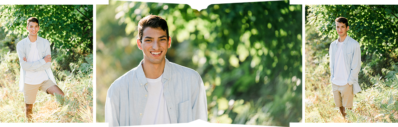 Senior portrait in the woods in Traverse City, Michigan