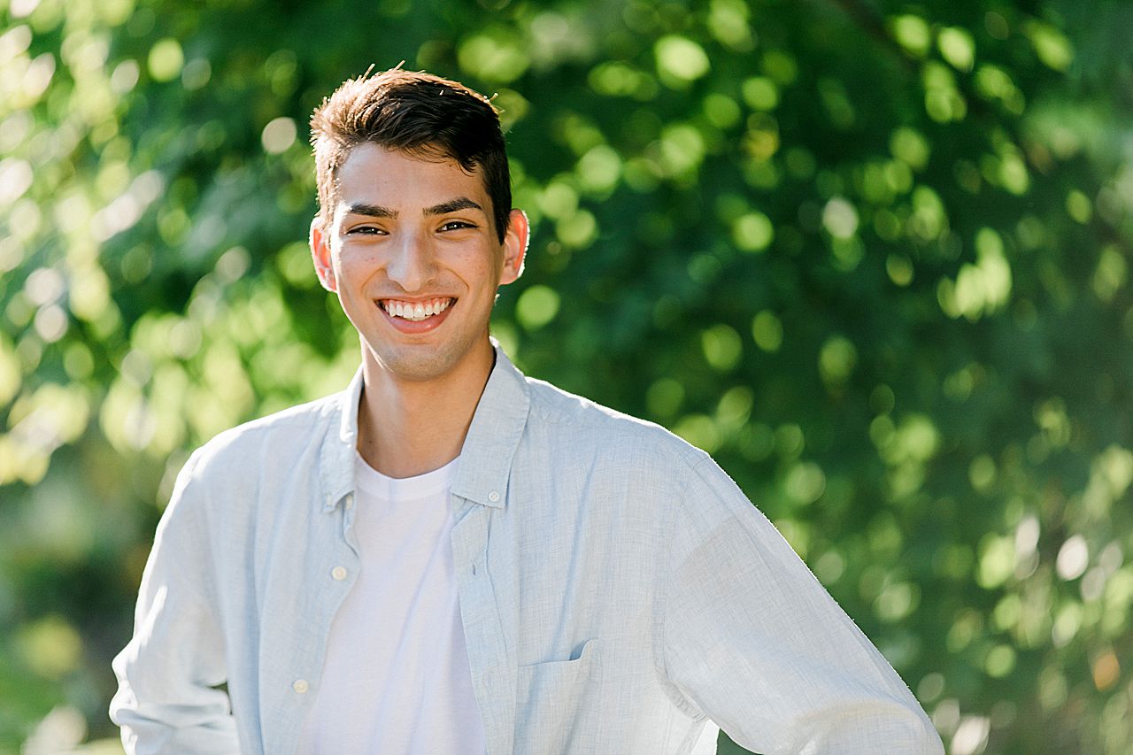 Senior photos in a forest in Northern Michigan