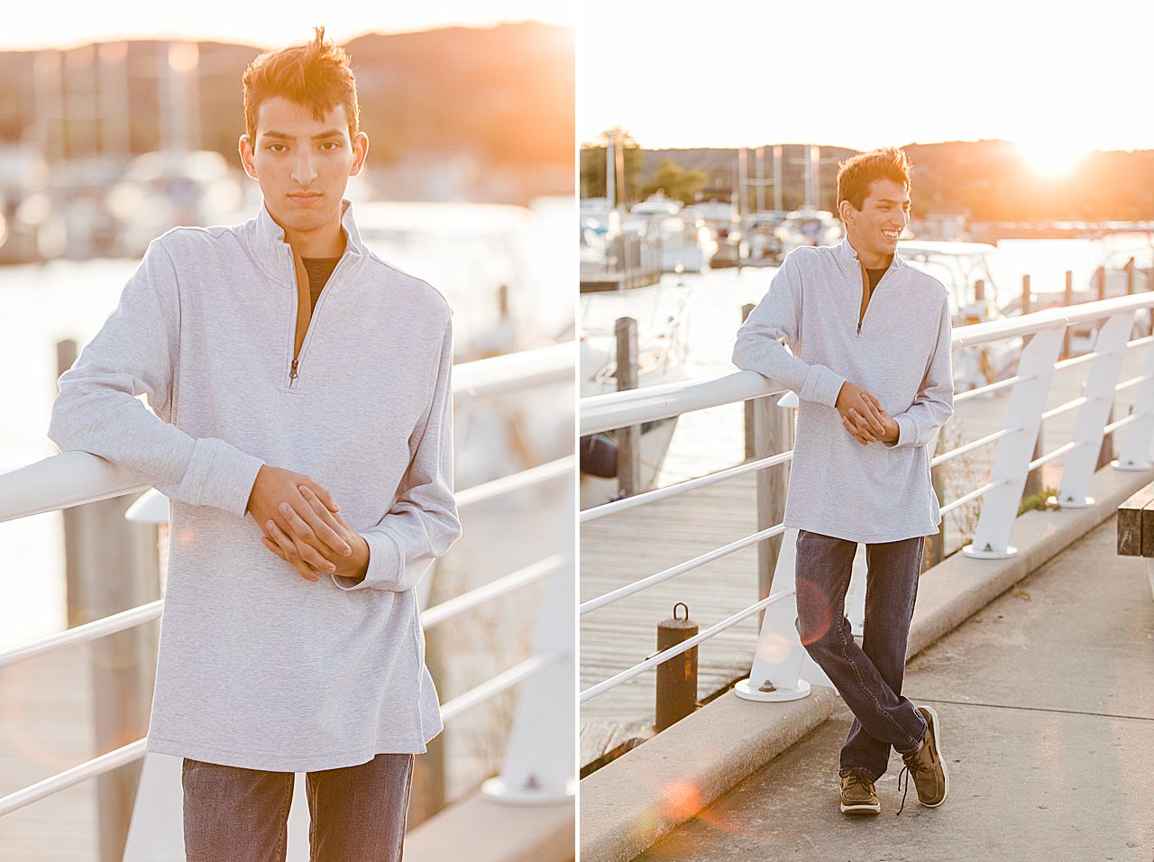 Marina senior portraits during sunset