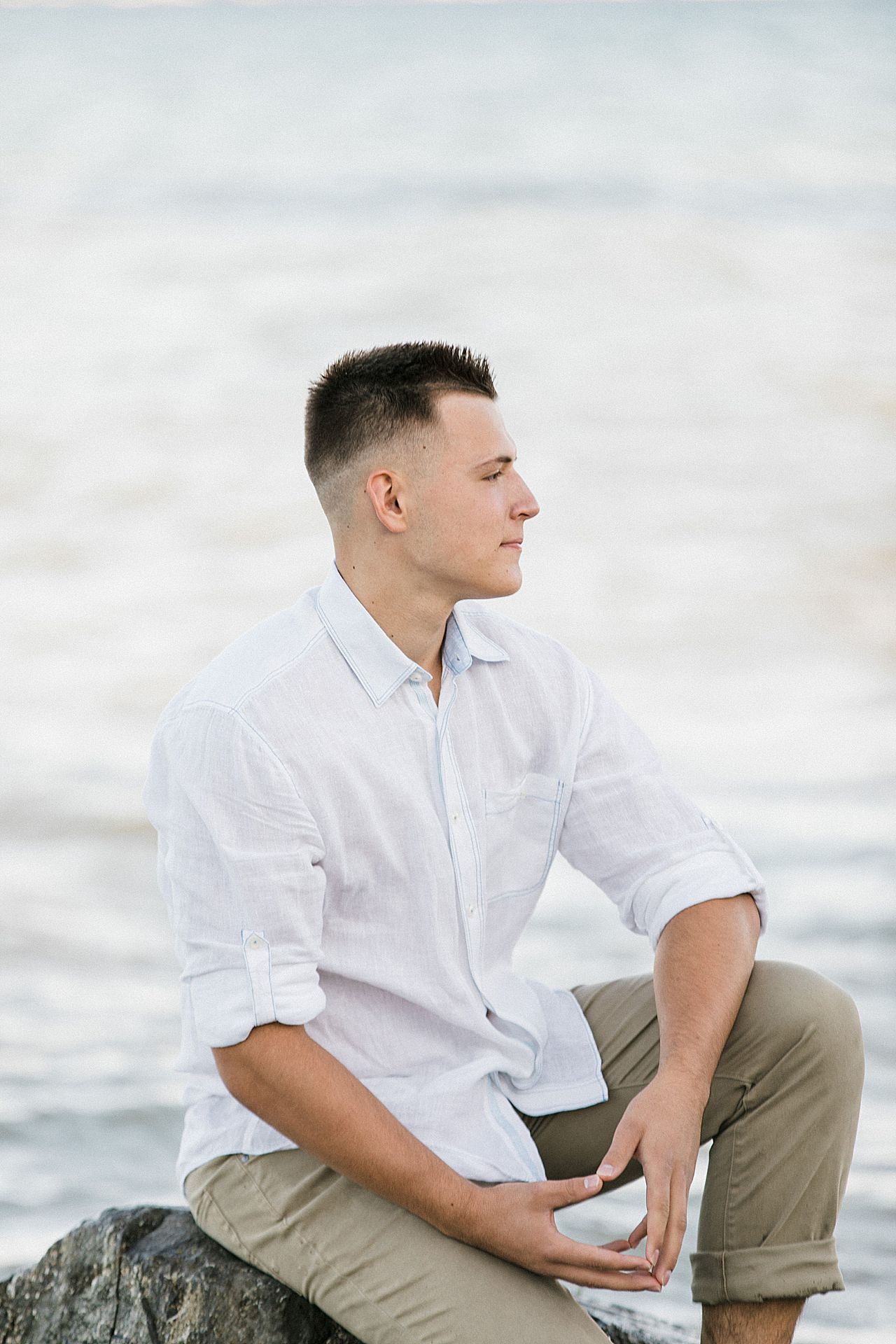 This is a senior portrait on Grand Traverse Bay in Michigan