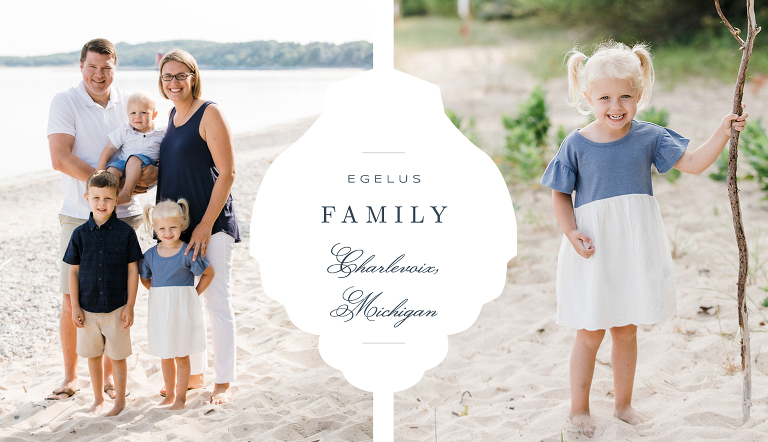 Mother and father with their three kids in Charlevoix, Michigan