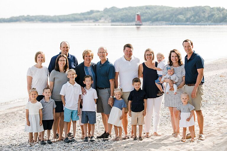 Family portrait on the beach in Northern Michigan