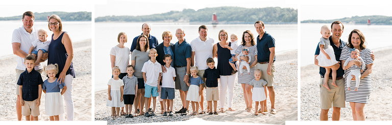 Family on the beach in Charlevoix, Michigan