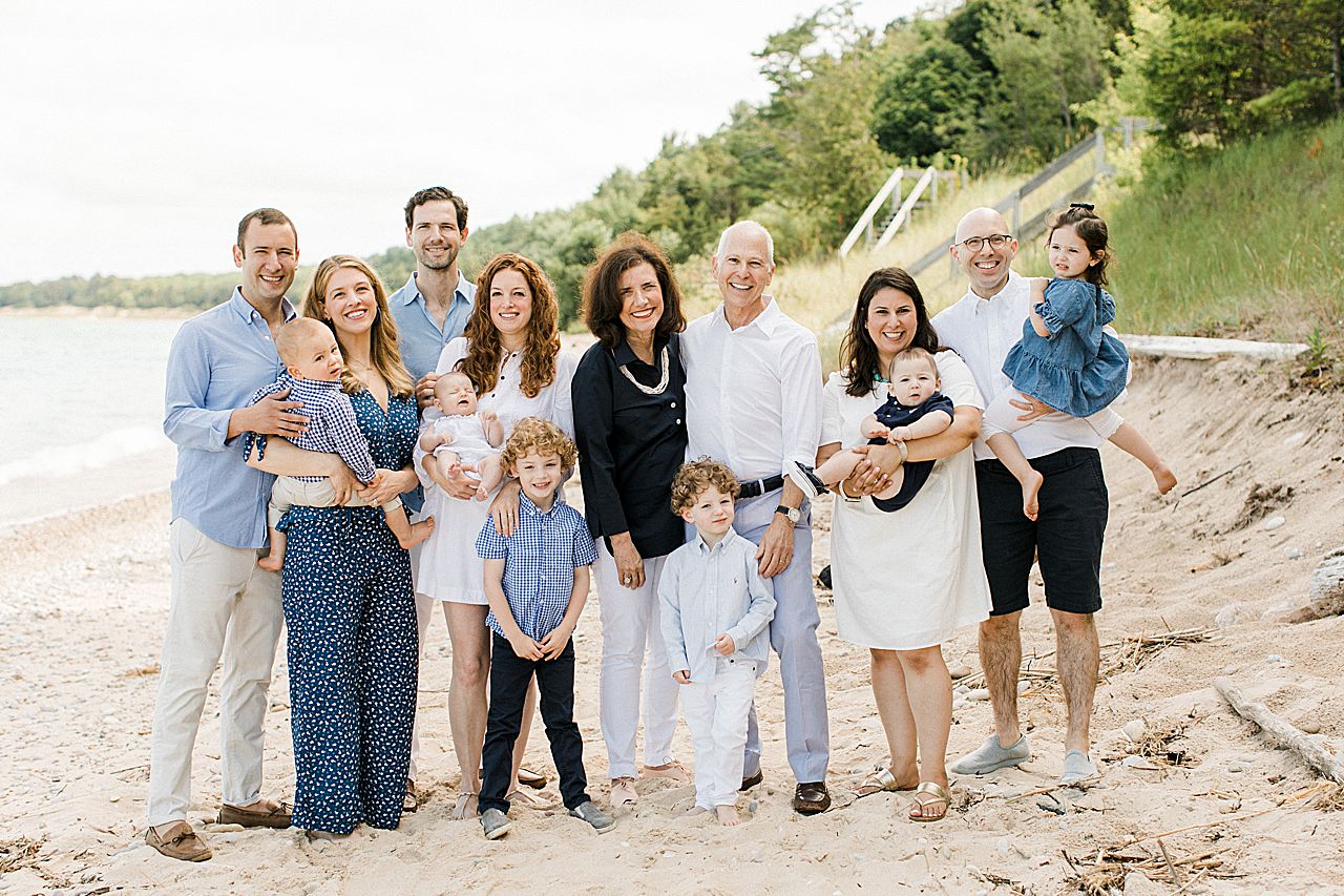 Large family gathering on a beach