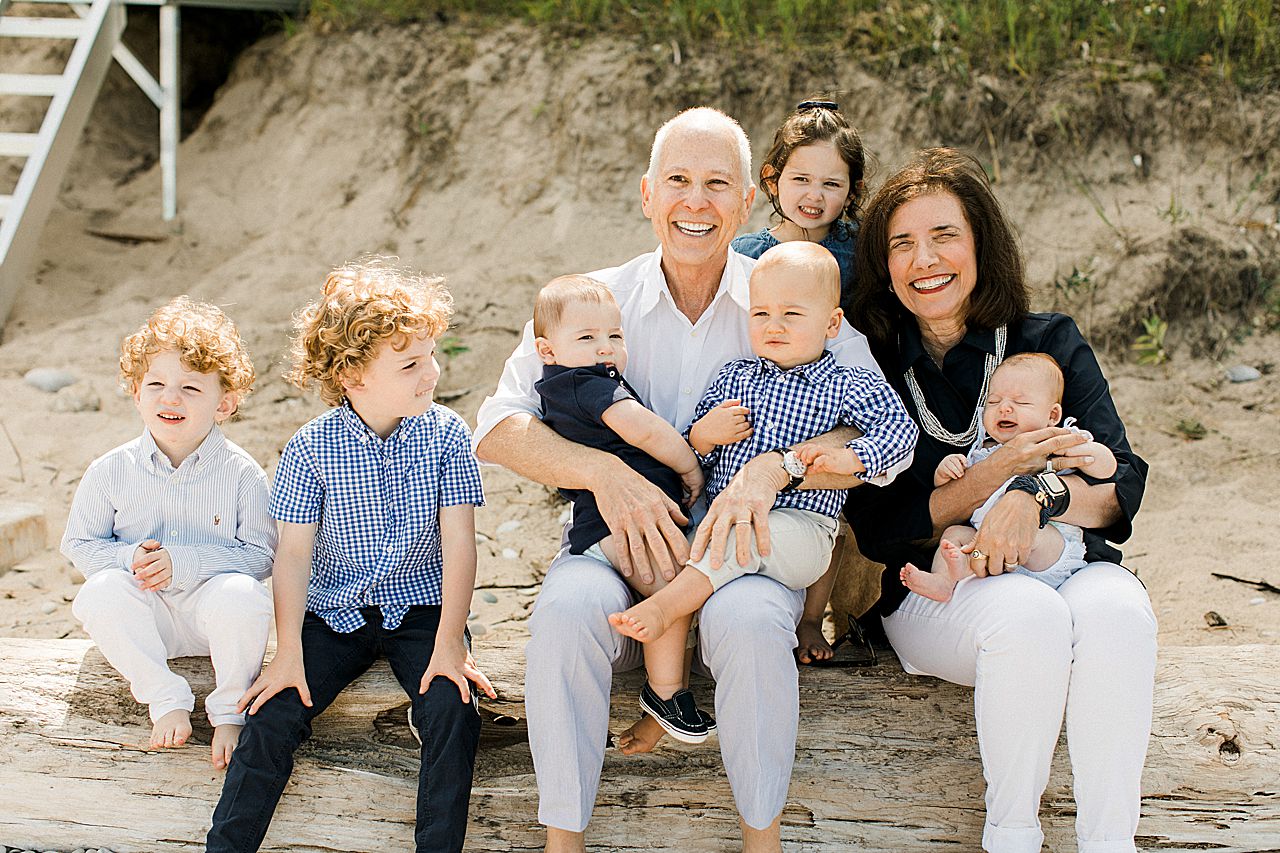 Grandparents holding all of their grandkids in Northern Michigan