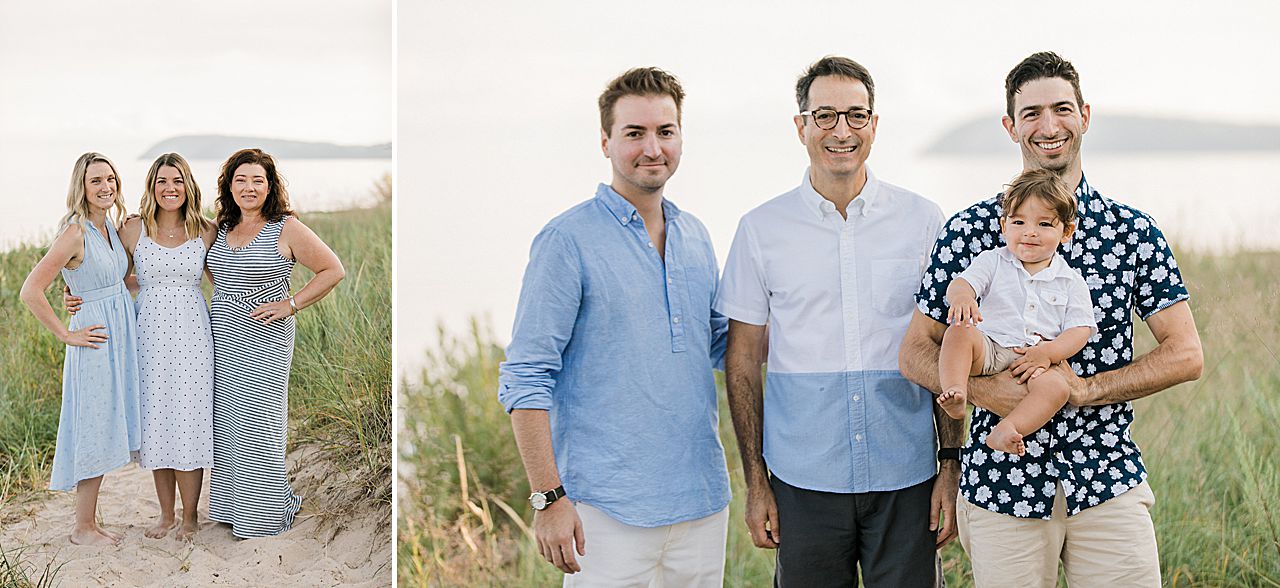 Family portraits on a beach on Lake Michigan