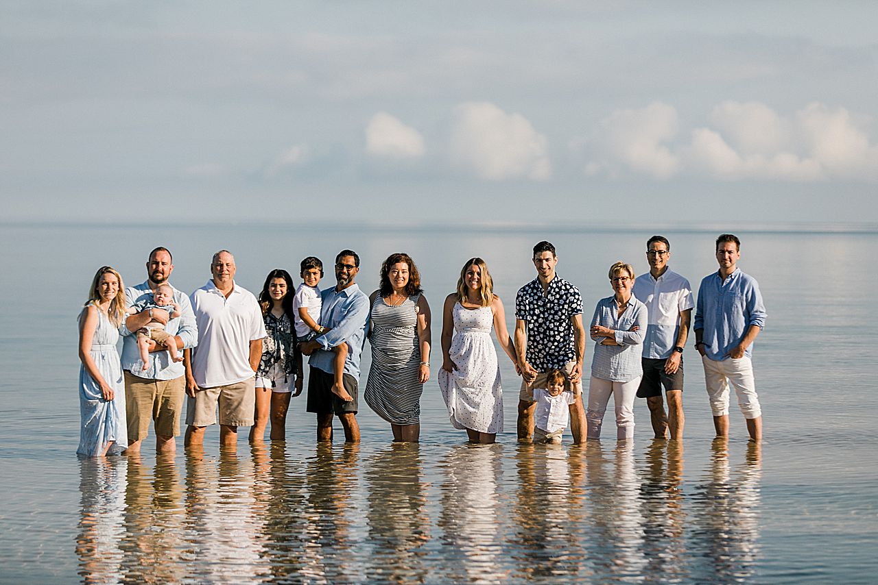 Extended family portrait in the water in Lake Michigan