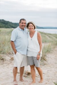 Happy couple on a beach near Lake Michigan