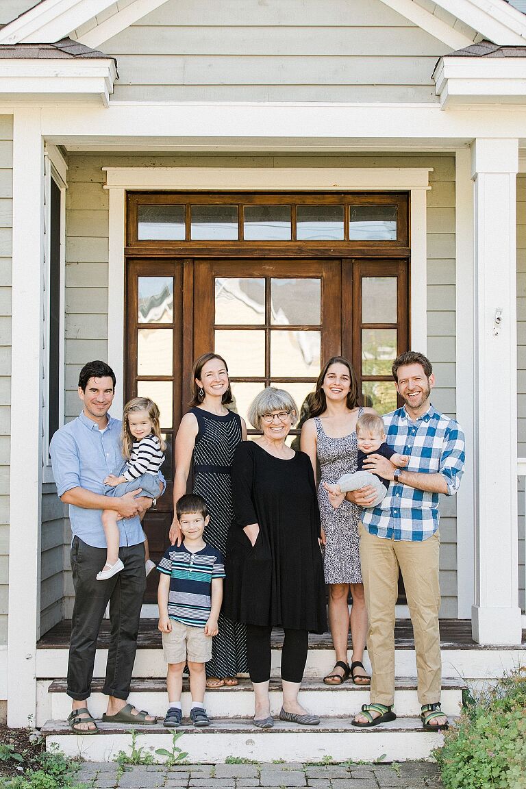 Family photo on the front steps