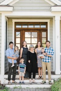 Family photo on the front steps