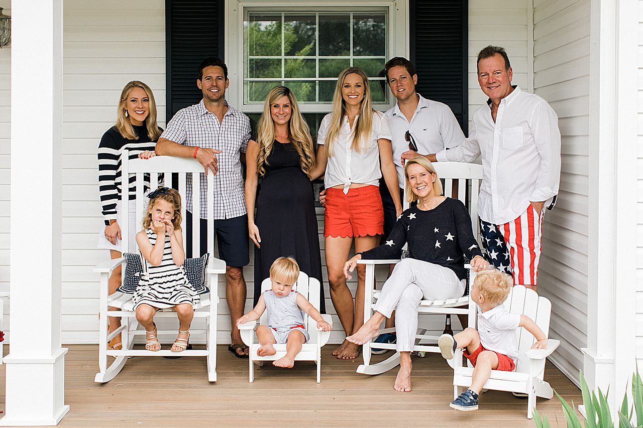 Family portraits on the porch of their home in Northern Michigan