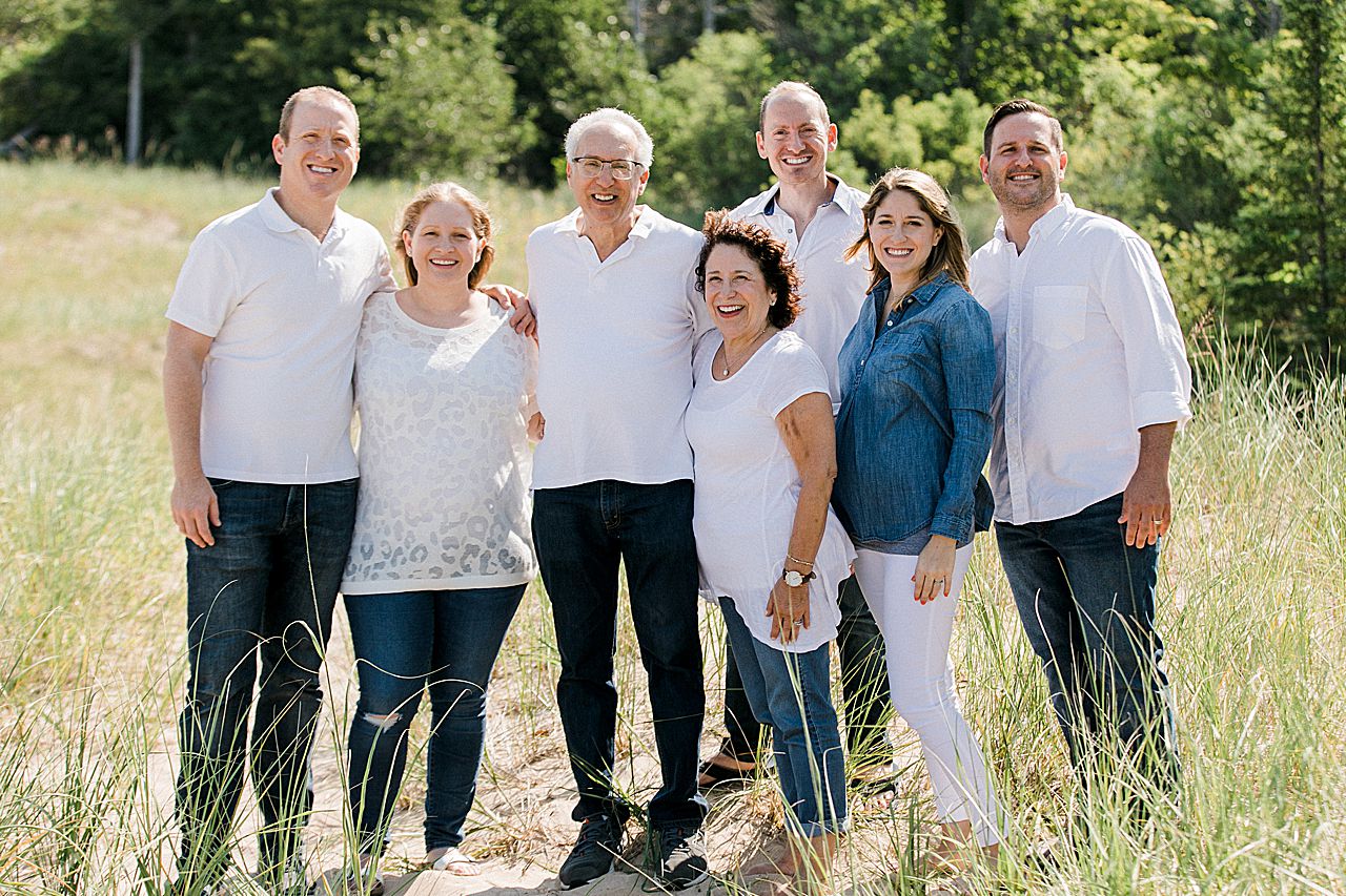 Parents with their kids and their spouses in Northern Michigan