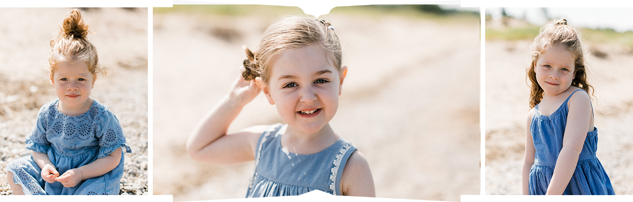Three girls posing for a photo on a beach in Michigan