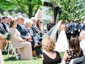 Parents of the groom watching the bride and groom read their wedding vows