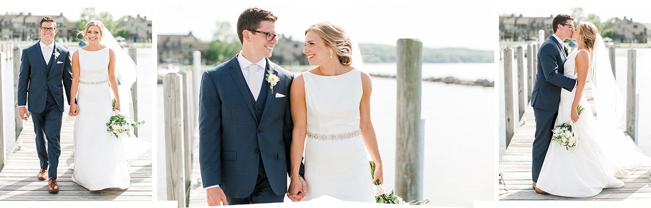 Bride and groom portraits on a sunny day in Boyne City, Michigan