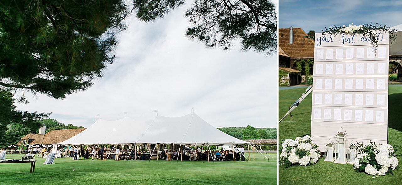 White reception tent on Deer Lake at Boyne Mountain Resort