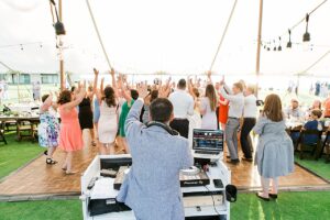 Wedding reception of guests dancing at Deer Lake at Boyne Mountain Resort