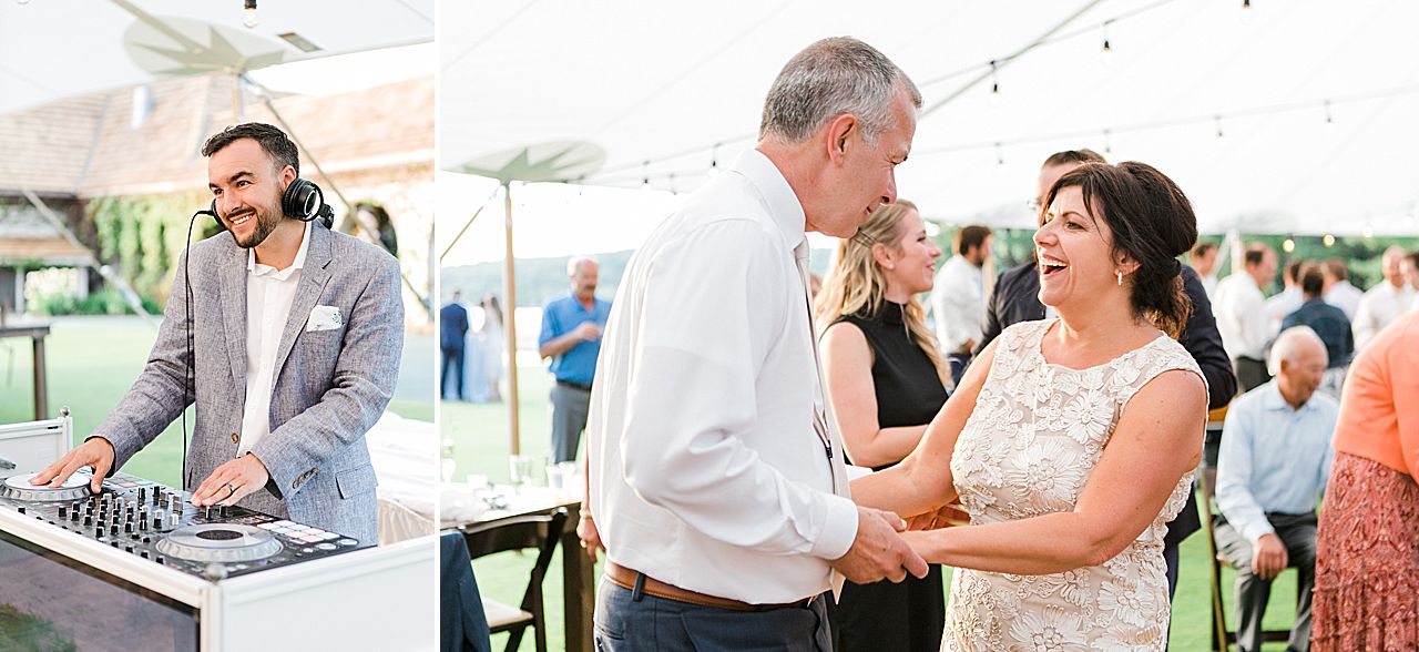 Mother and father of the bride dancing at their daughter's wedding reception at Boyne Mountain Resort