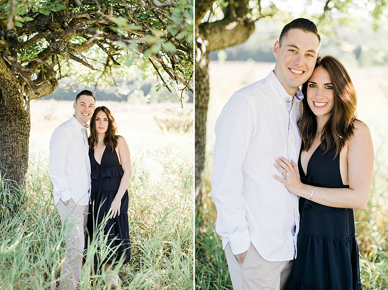 This is a portrait of a couple in a grassy field on a sunny day in Northern Michigan