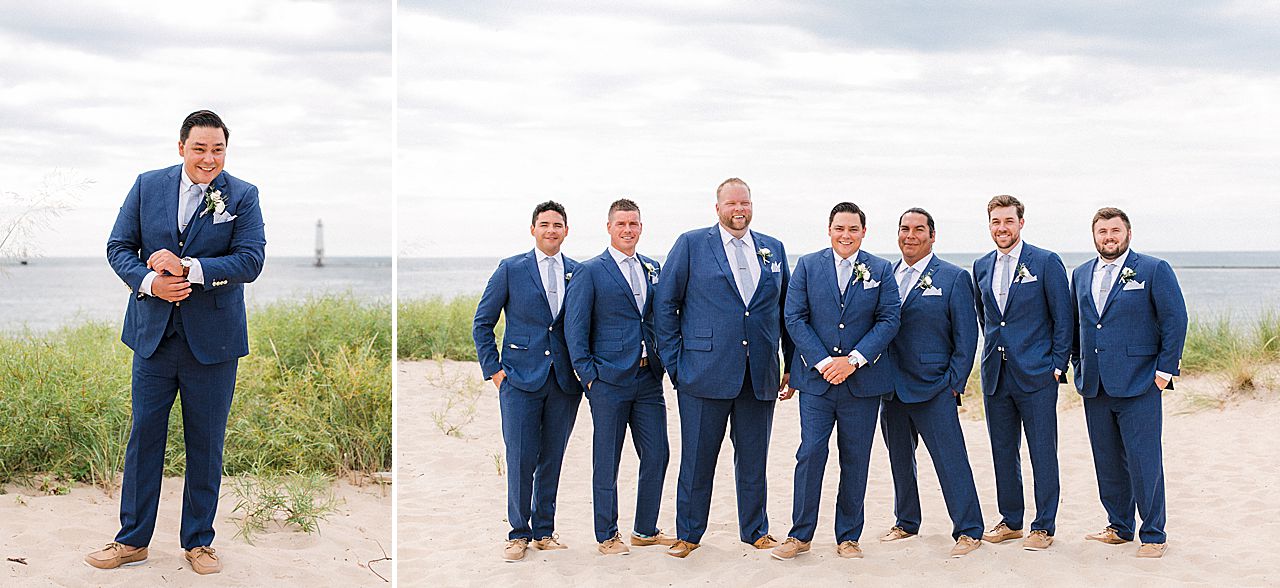 A groom with his groomsmen in Frankfort, Michigan