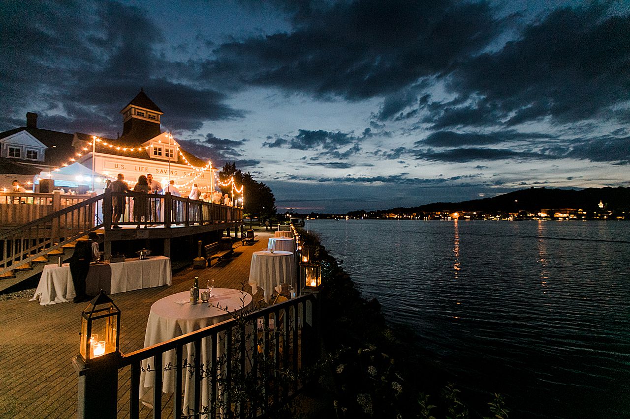 The Elberta Life Saving Station at night