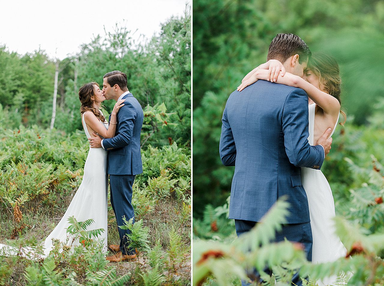 A bride and groom portraits in Leland, Michigan