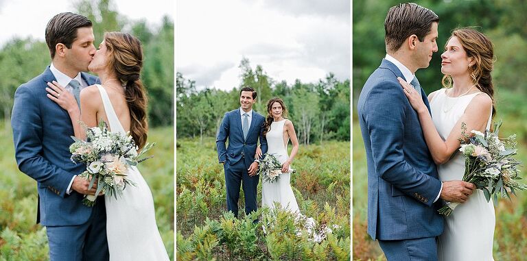 A bride and groom portraits at Houdek Dunes Natural Area in Leland, Michigan