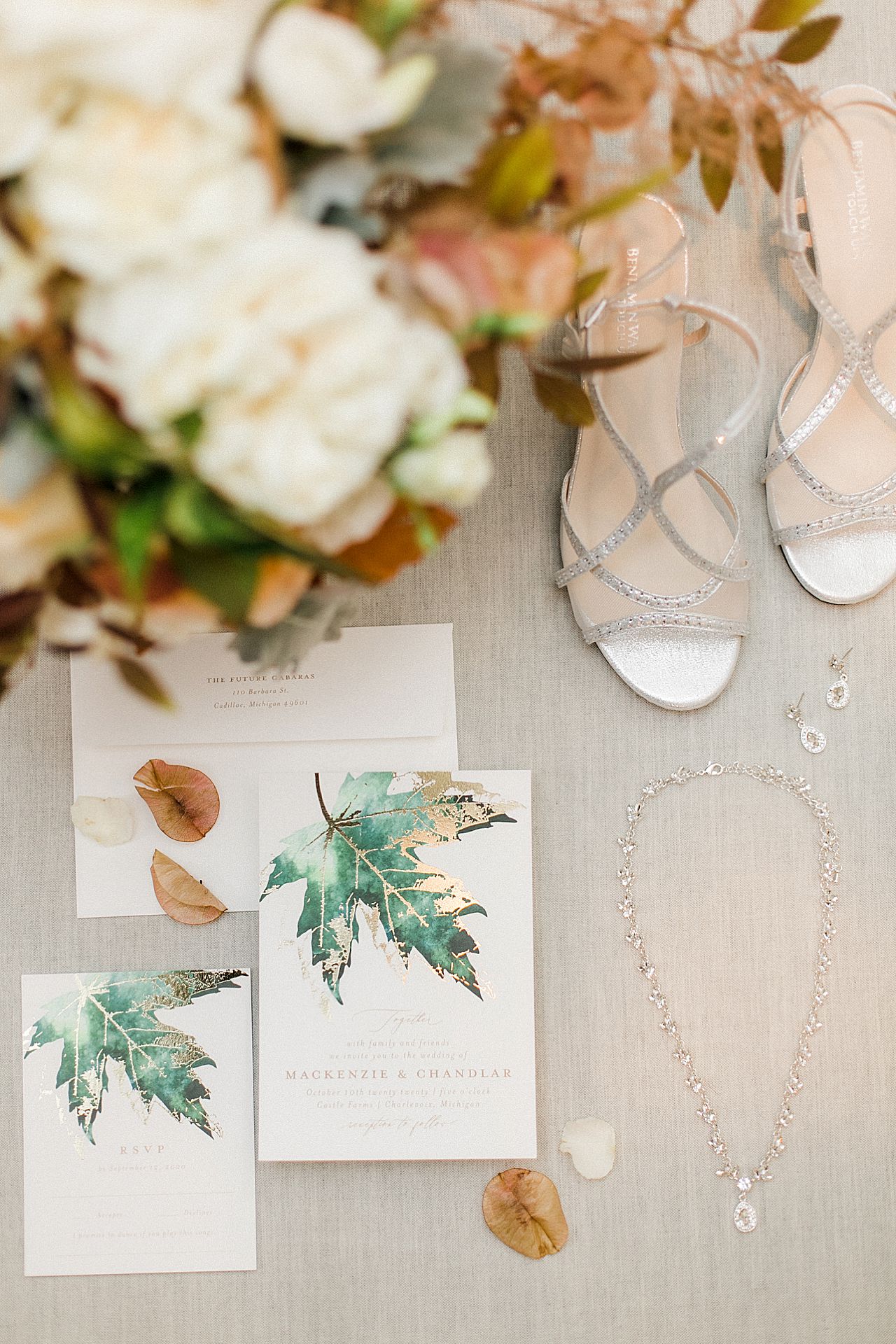 A wedding invitation suite for a fall wedding in Northern Michigan