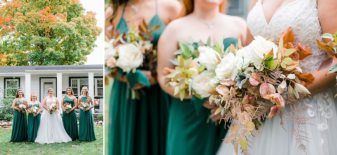 A bride with her bridesmaids in Charlevoix, Michigan
