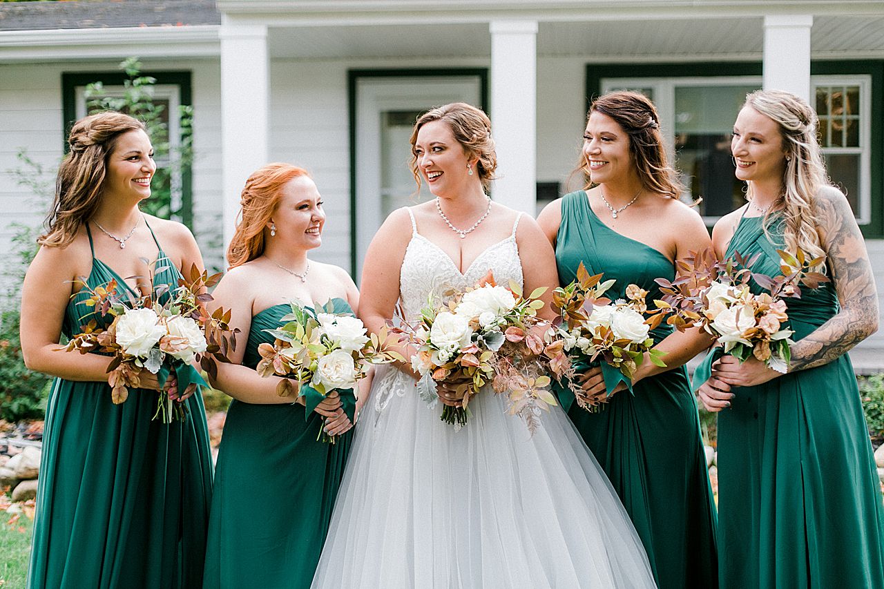 A bride with her bridesmaids in Northern Michigan