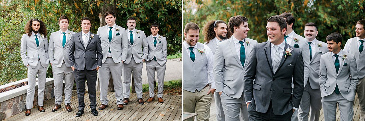 A groom and his groomsmen in Charlevoix, Michigan