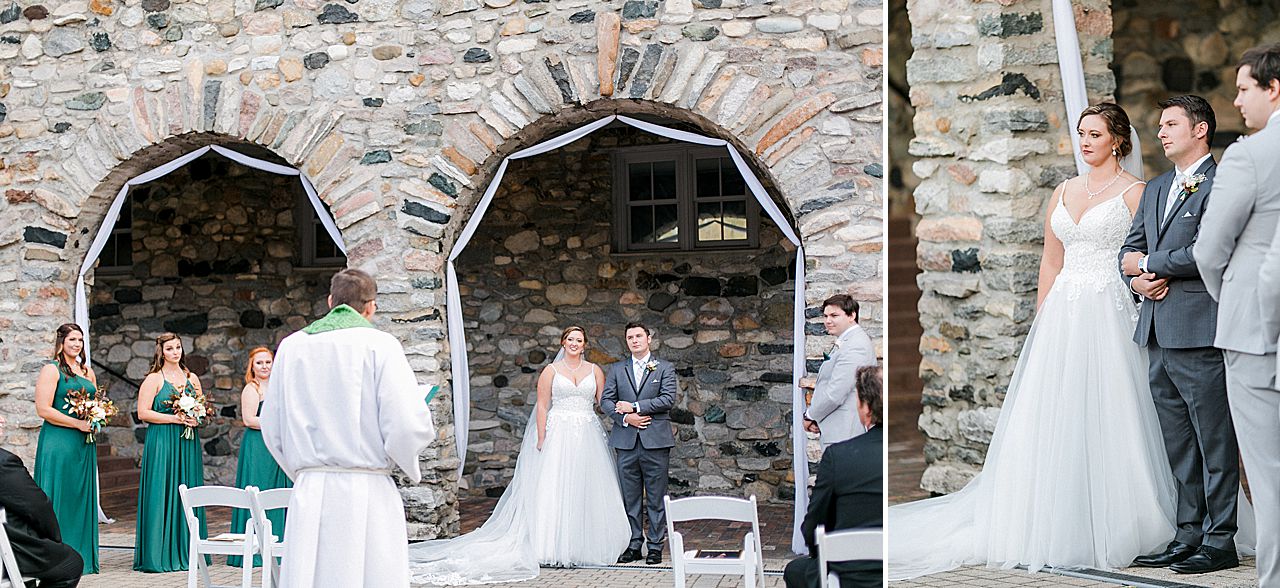 A bride and grooms ceremony in the Queens Courtyard at Castle Farms in Charlevoix, Michigan
