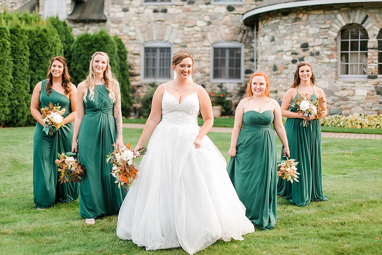 Bride and bridesmaids portraits at Castle Farms