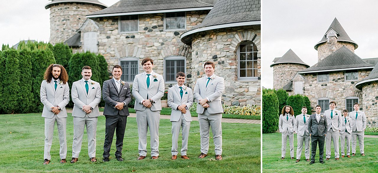 Groom and groomsmen portraits at Castle Farms