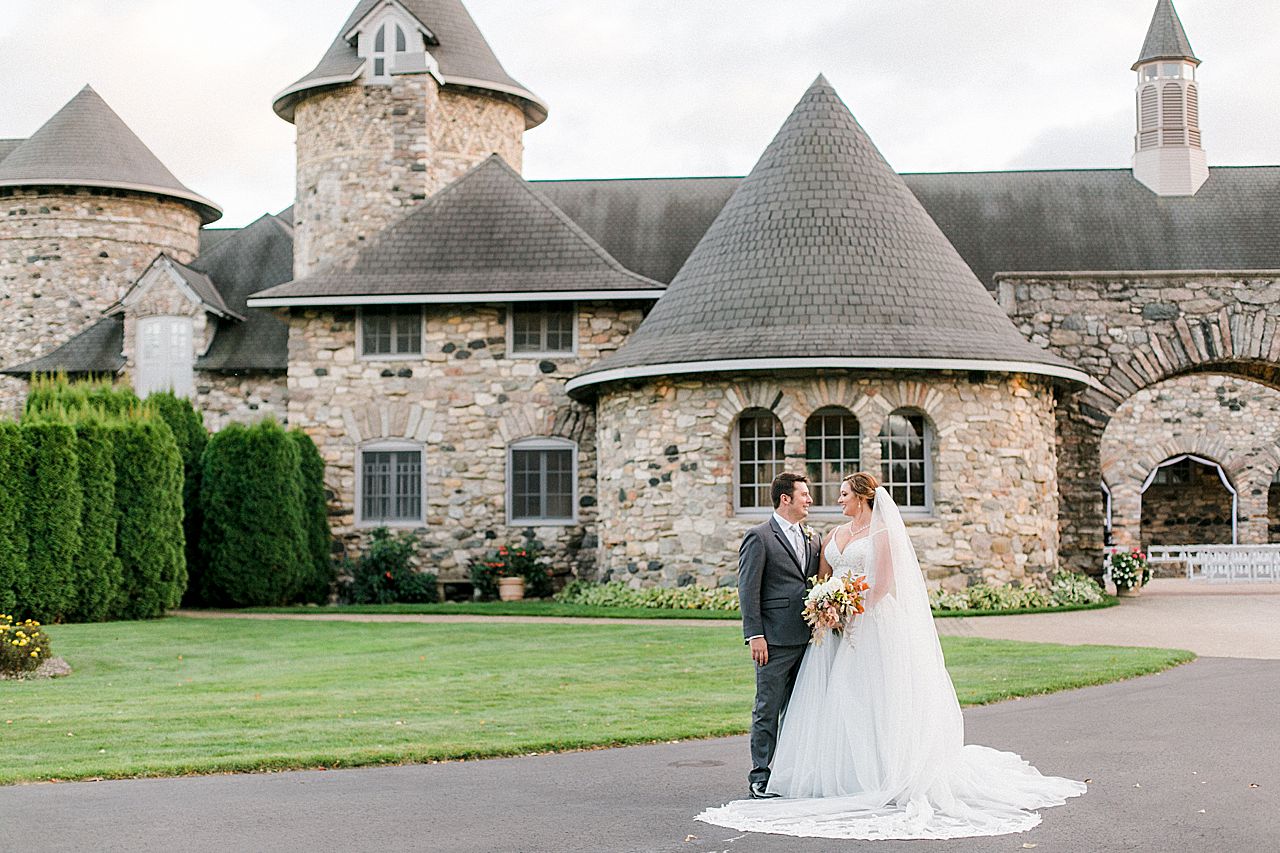 Bride and groom portrait at Castle Farms in Charlevoix, Michigan