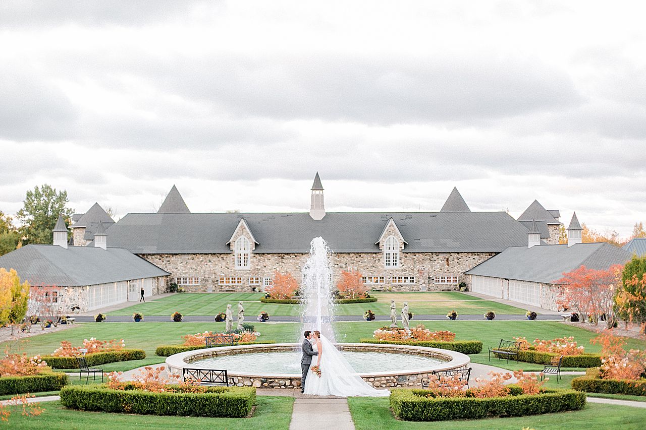 Bride and groom portrait at Castle Farms in Charlevoix, Michigan