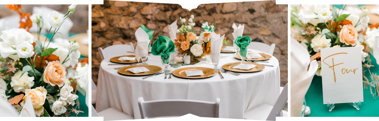 Reception details at Castle Farms in Charlevoix, Michigan