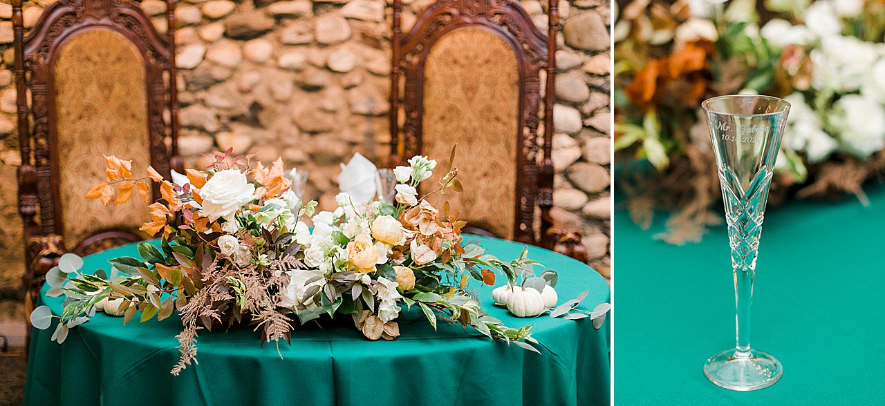 Reception table details in Charlevoix, Michigan