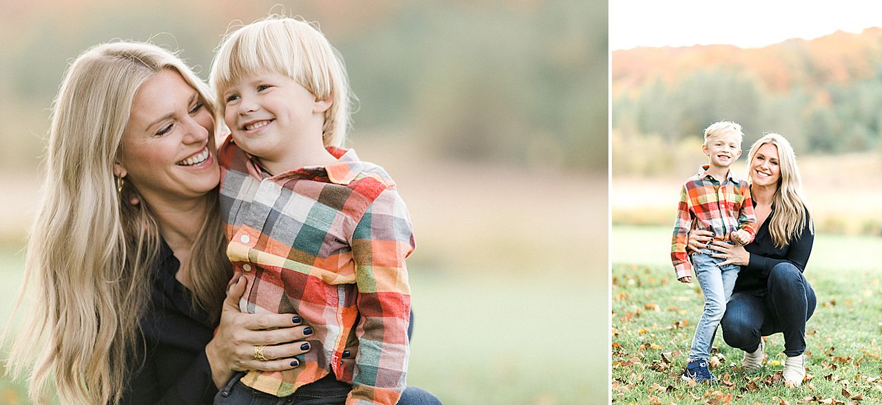 A mother and her sons in the fall in Petoskey, Michigan