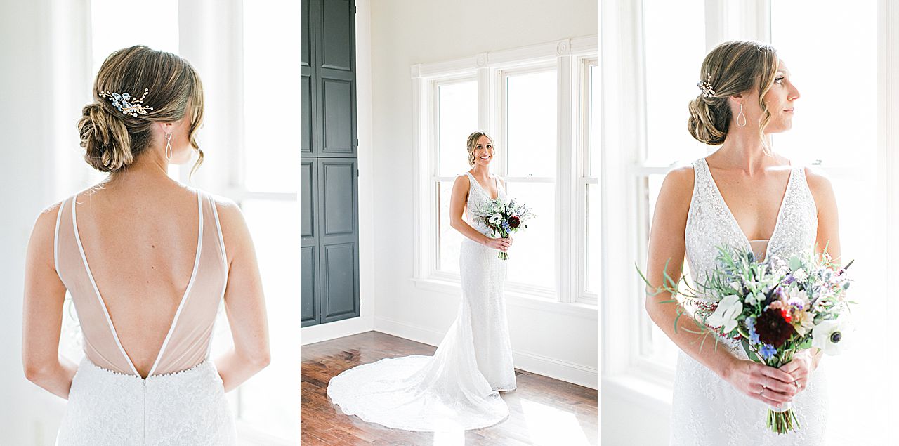 Bridal portraits in a farmhouse on Leelanau Peninsula
