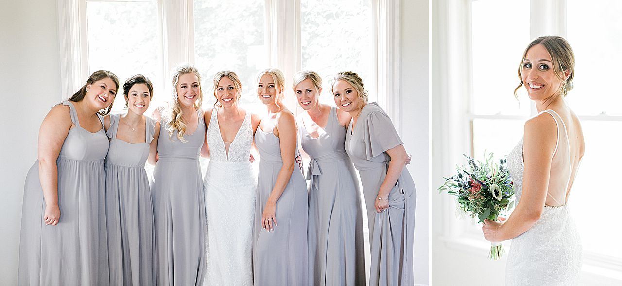A bride with her bridesmaids at Aurora Cellars