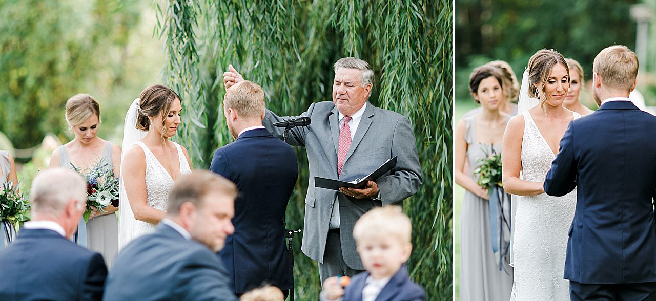 A blessing over the bride and groom at the end of their wedding ceremony