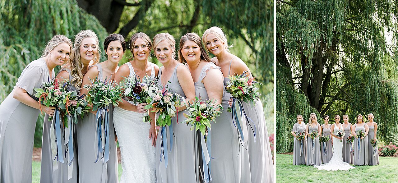 A bride and her bridesmaids in Northern Michigan