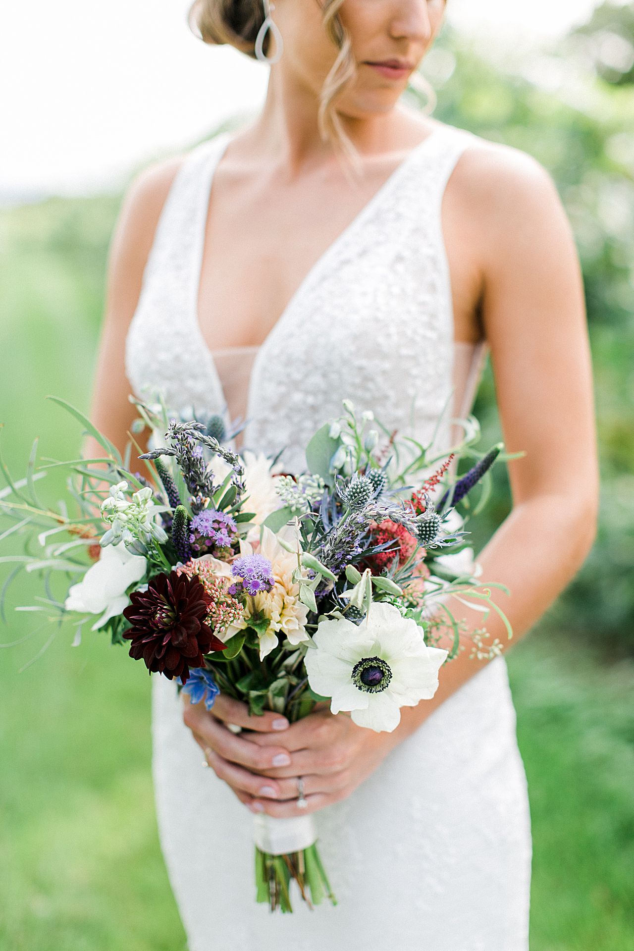 Bridal portraits in a vineyard in Michigan