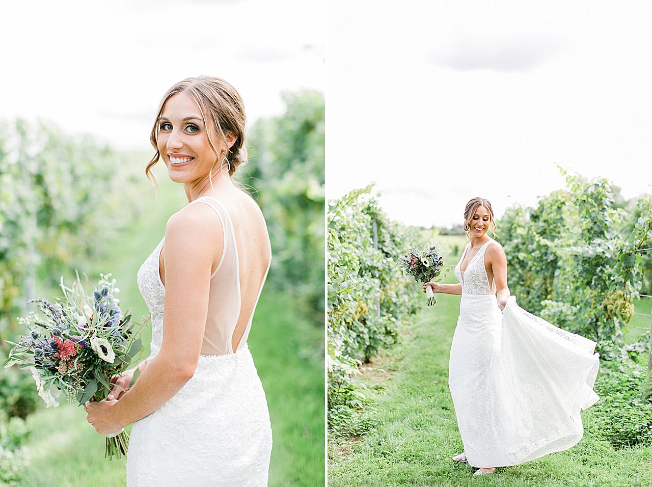 Bridal portraits at Aurora Cellars in Michigan