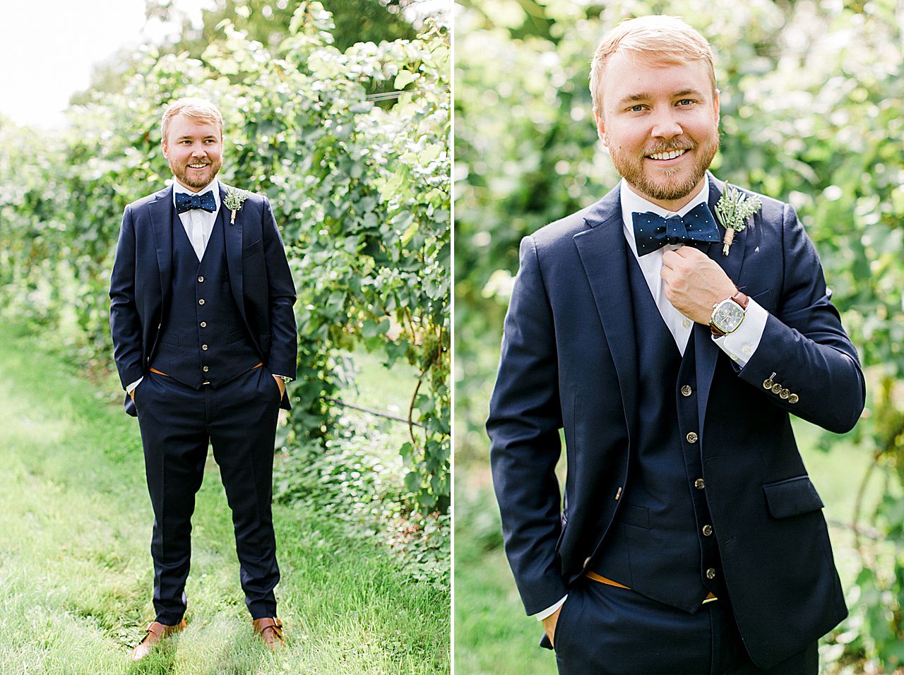 Groom portraits in a Vineyard at Aurora Cellars