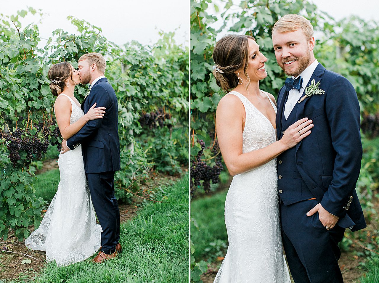 A bride and groom taking portraits in Northern Michigan