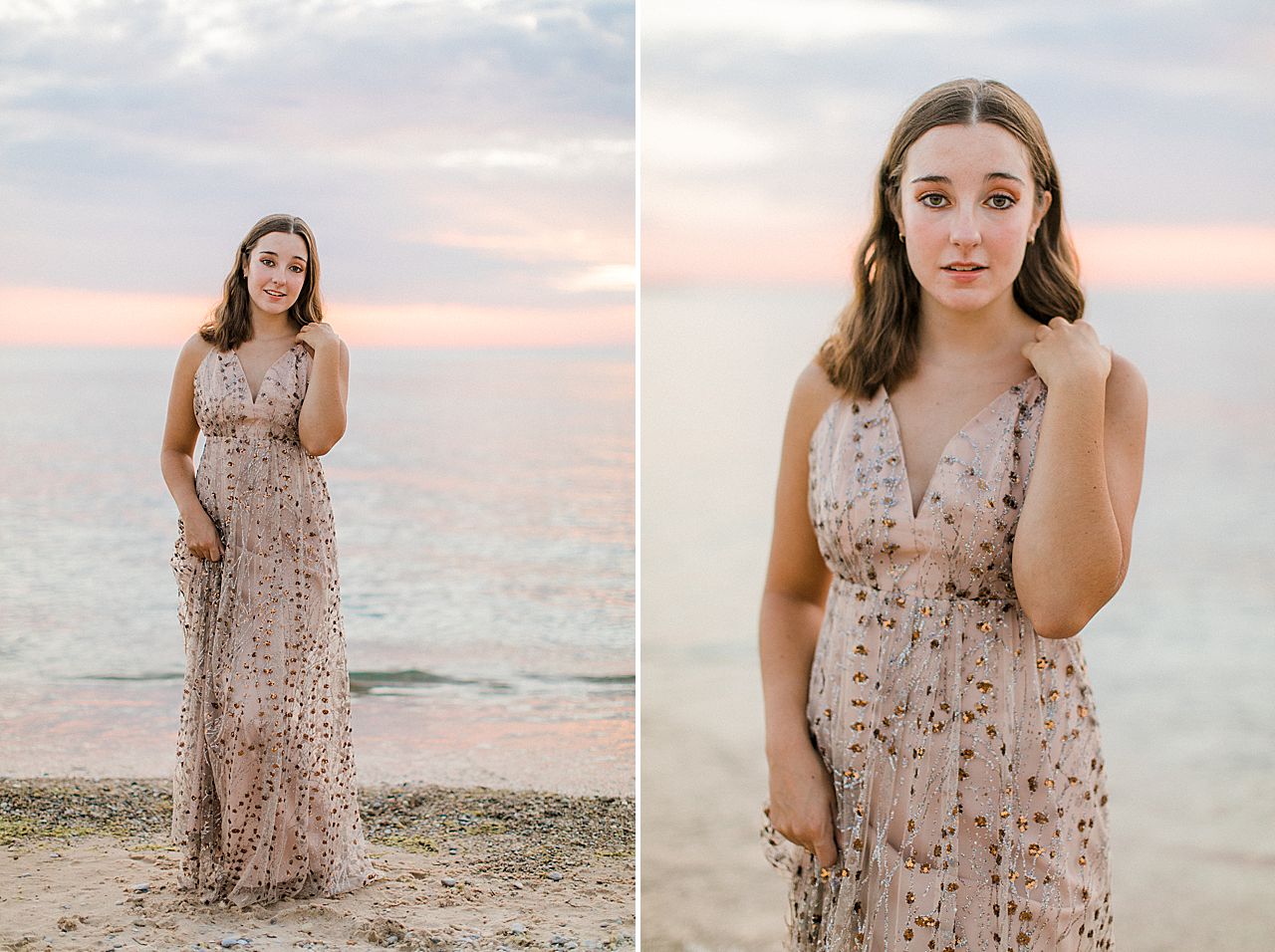 A girl's senior portrait session by Lake Michigan in Northern Michigan